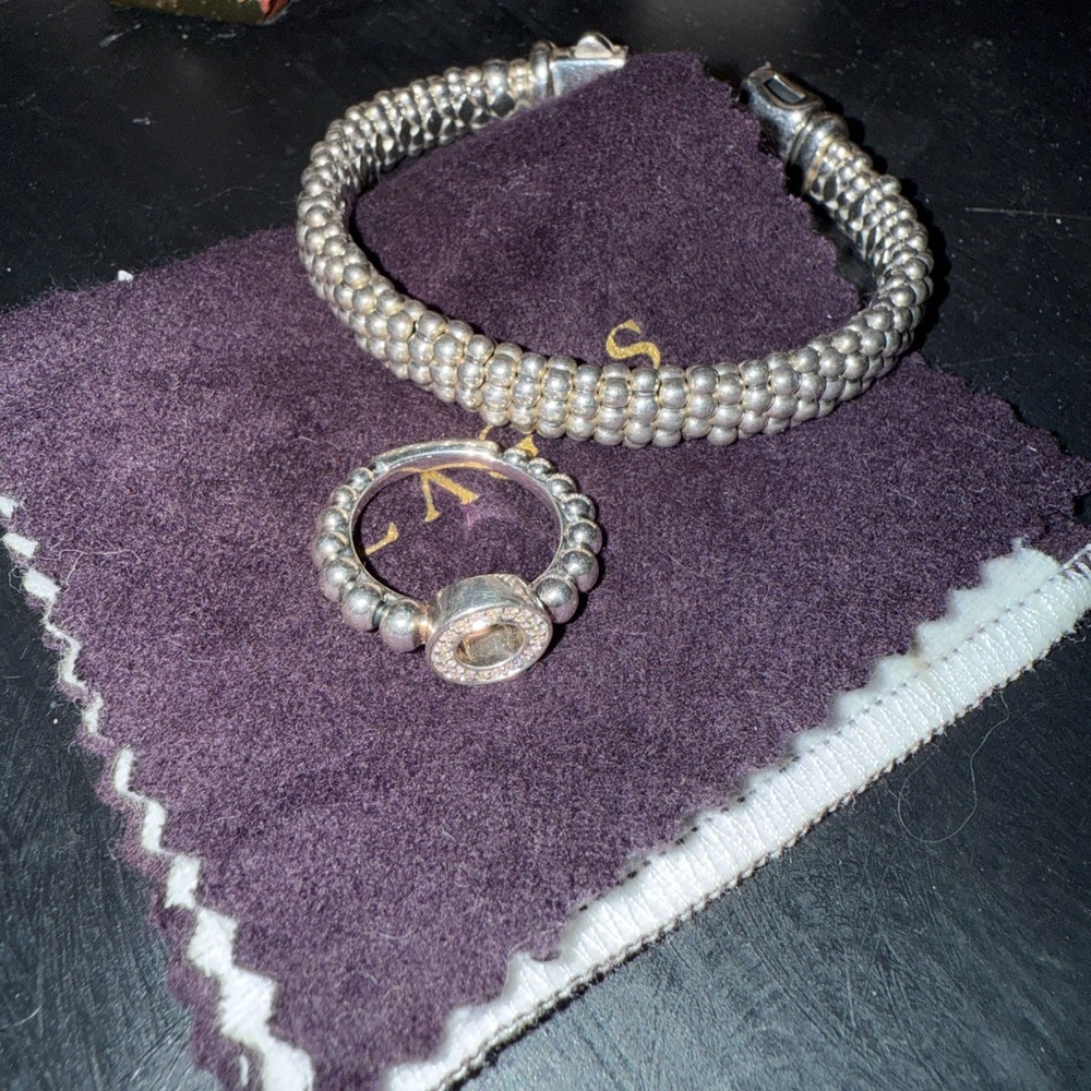 Lagos diamond circle caviar ring size 7